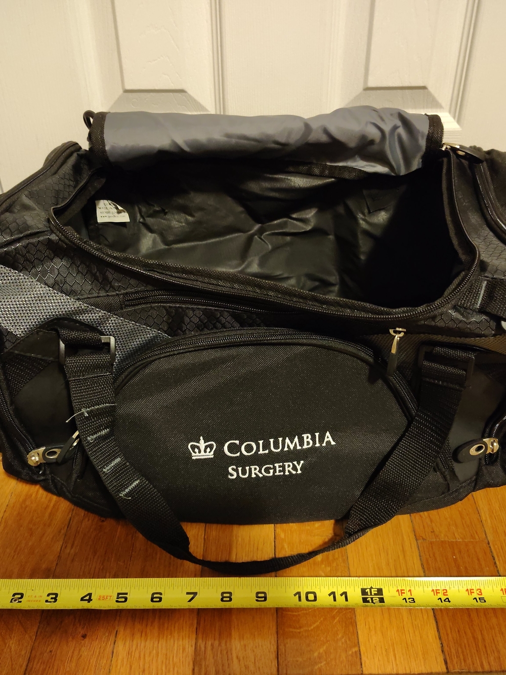 Columbia Black Duffel Bag with Columbia Surgery Logo